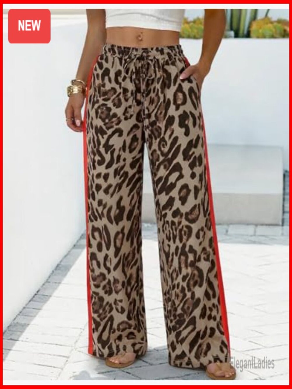 Wide Leg Palazzo Pants High Waisted Drawstring Casual Lounge Trousers - Picture 2 of 7